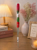 Rosa Artificial com ursinho Com Embalagem - vermelha