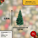 Árvore De Natal Pinheiro 2,40m 1.400 galhos - Verde